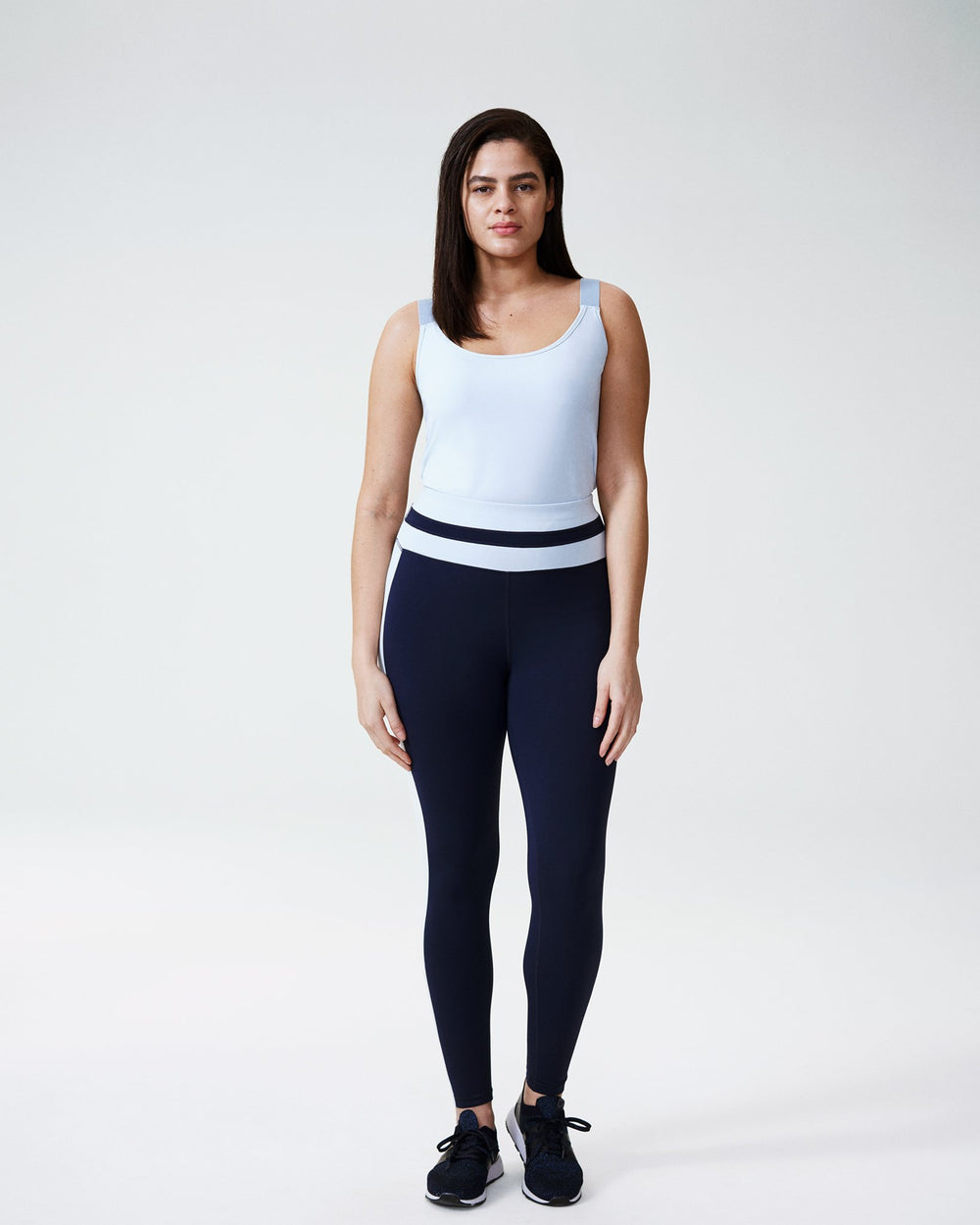 Ace Contrast Panel 7/8 Leggings - Navy/Powder Blue