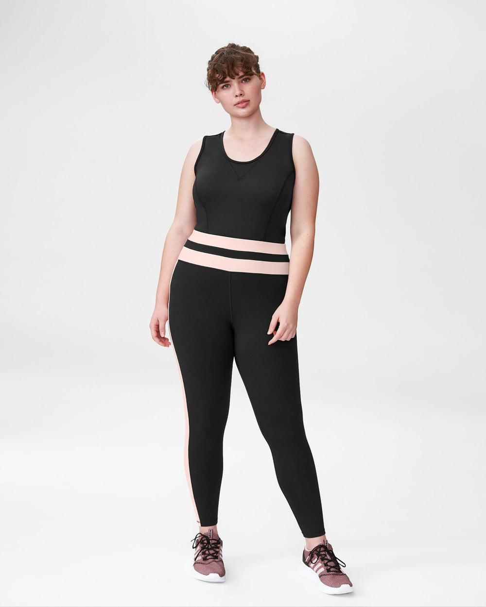 Ace Contrast Panel 7/8 Leggings - Black/Pale Pink