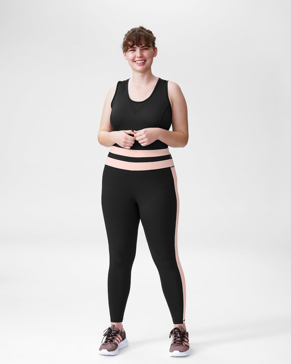 Ace Contrast Panel 7/8 Leggings - Black/Pale Pink