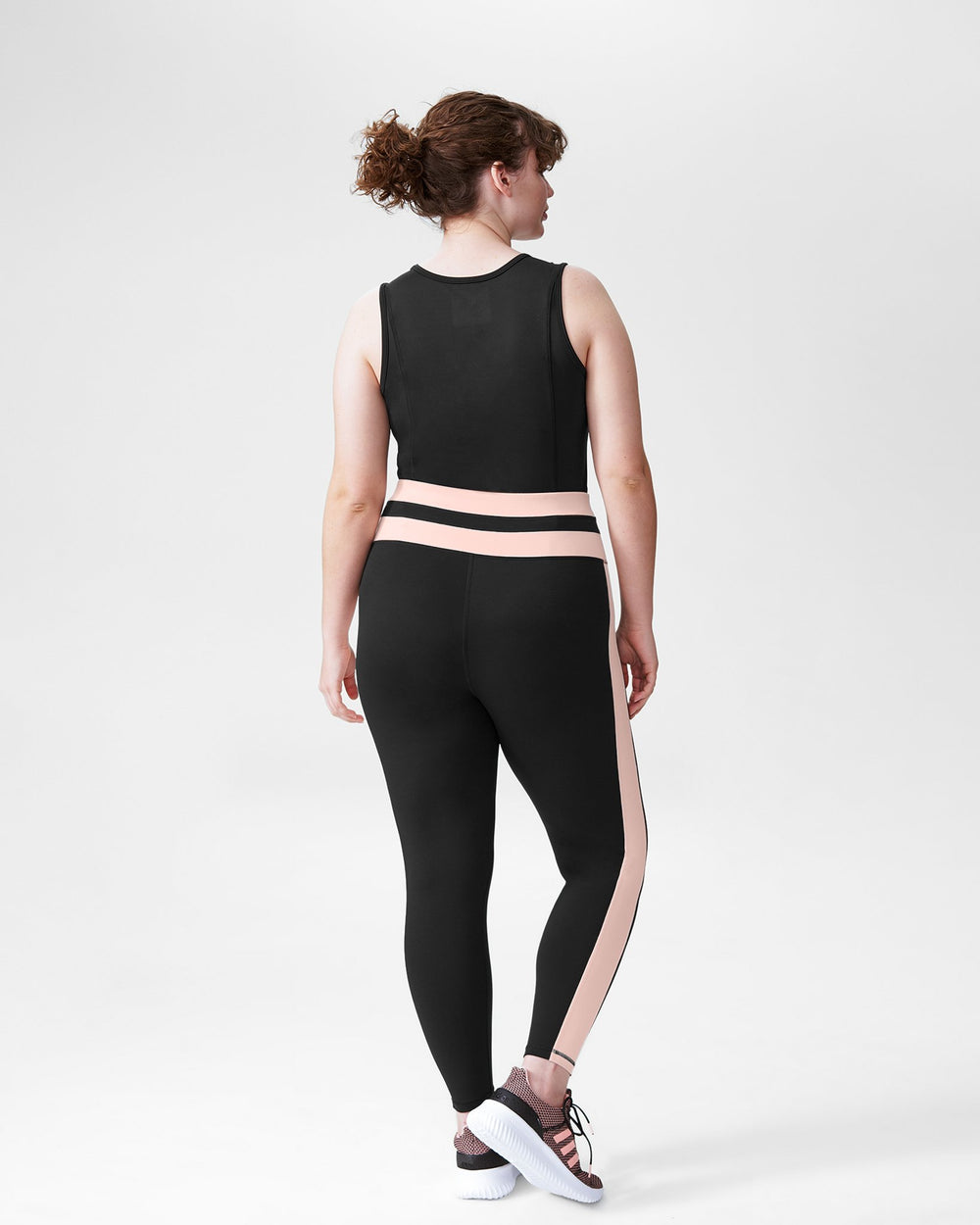 Ace Contrast Panel 7/8 Leggings - Black/Pale Pink