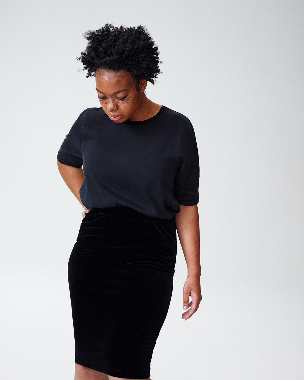 Arvo Cupro Mix Tee - Black