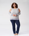 Mariah Cold Shoulder Knit Top - Heather Grey