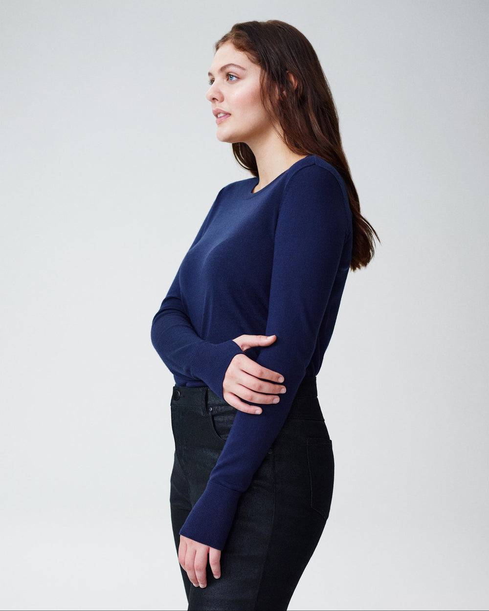 Dukono Thumbhole Sweater - Navy