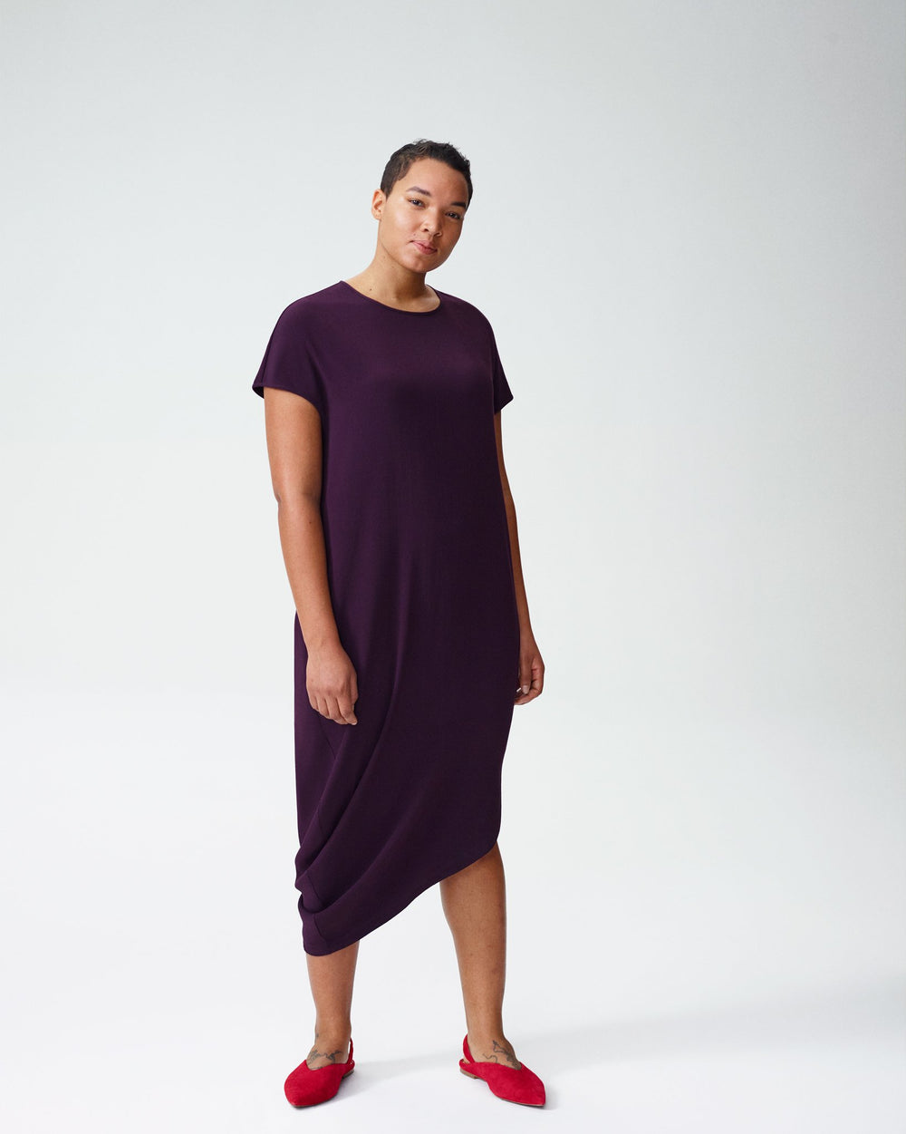 Crepe Augusta Geneva Dress - Aubergine