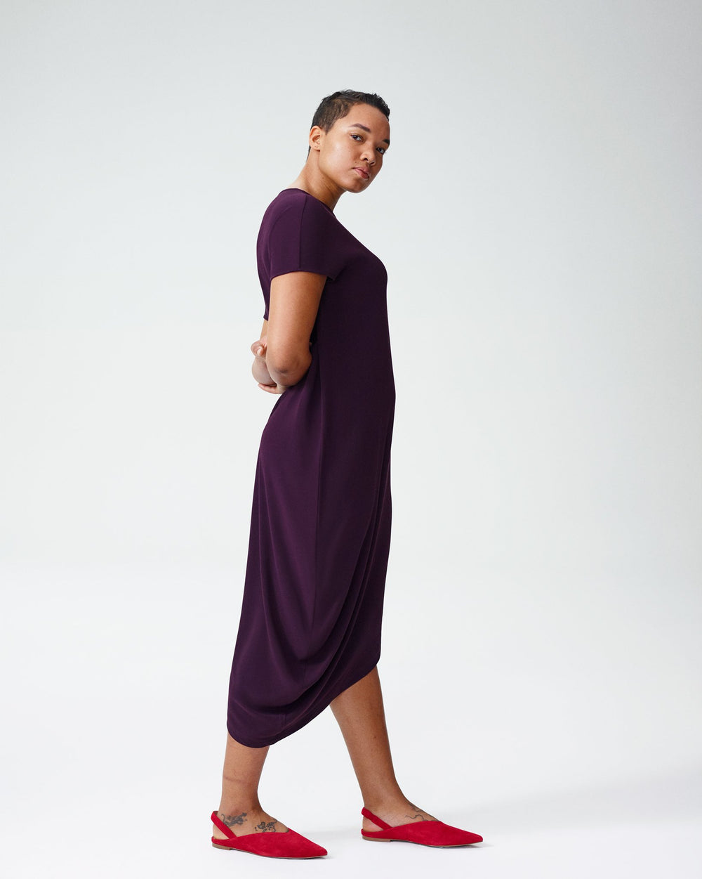 Crepe Augusta Geneva Dress - Aubergine