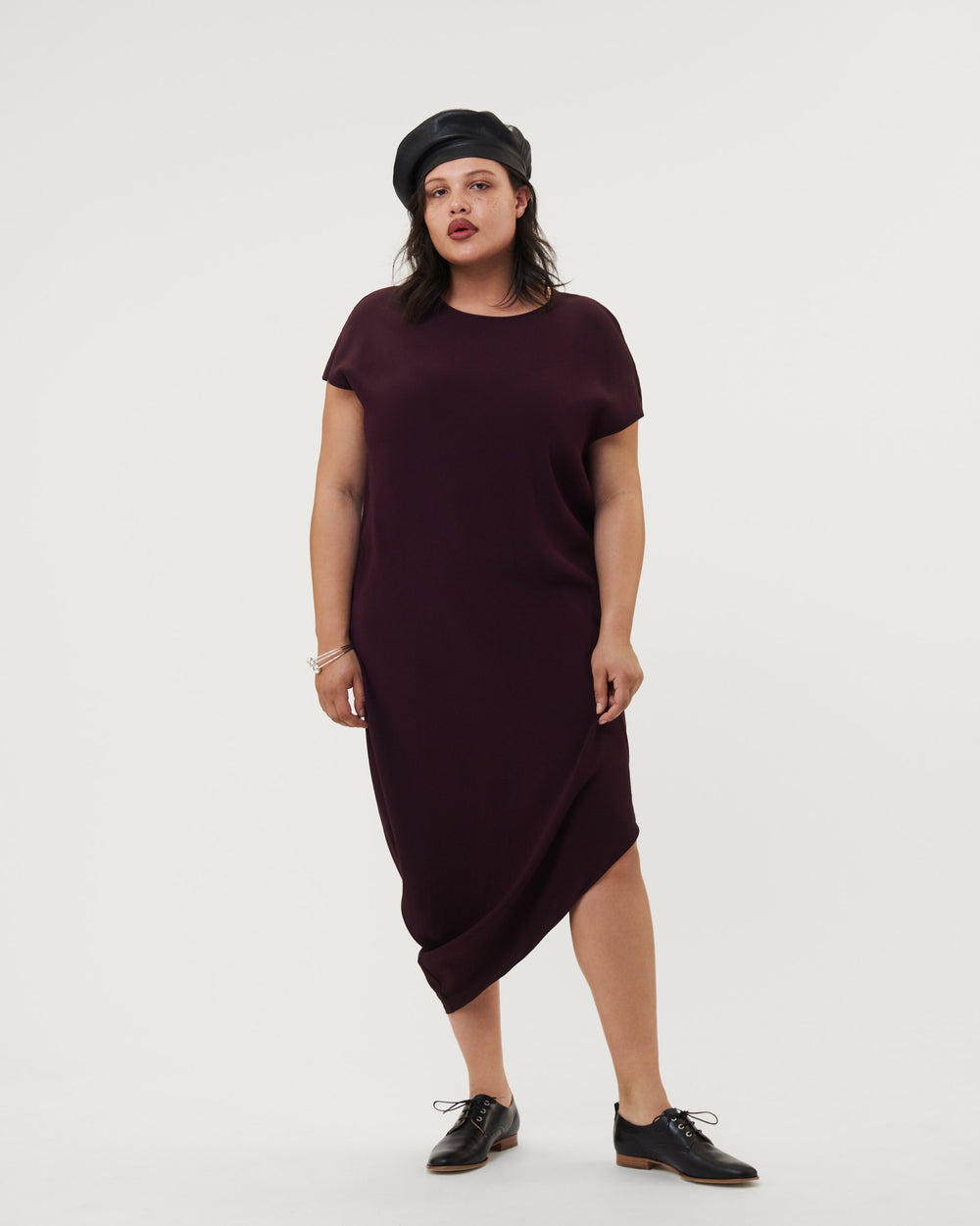 Crepe Augusta Geneva Dress - Aubergine