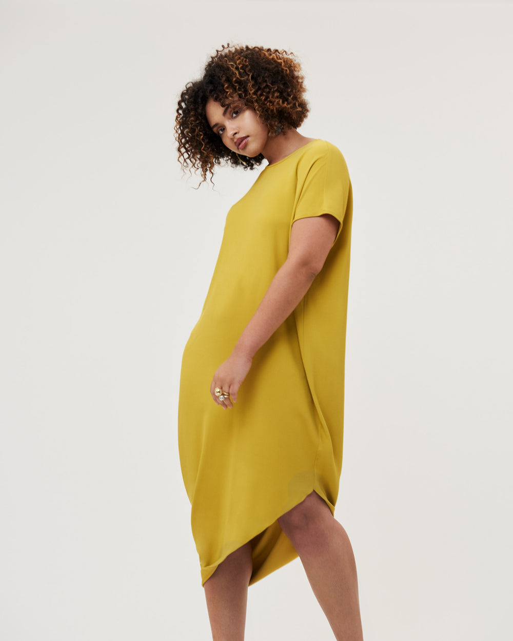 Crepe Augusta Geneva Dress - Mustard