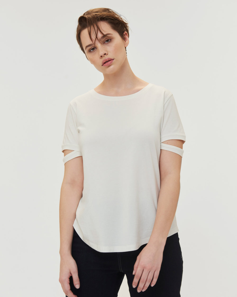 Cutaway Sleeve Tee - White