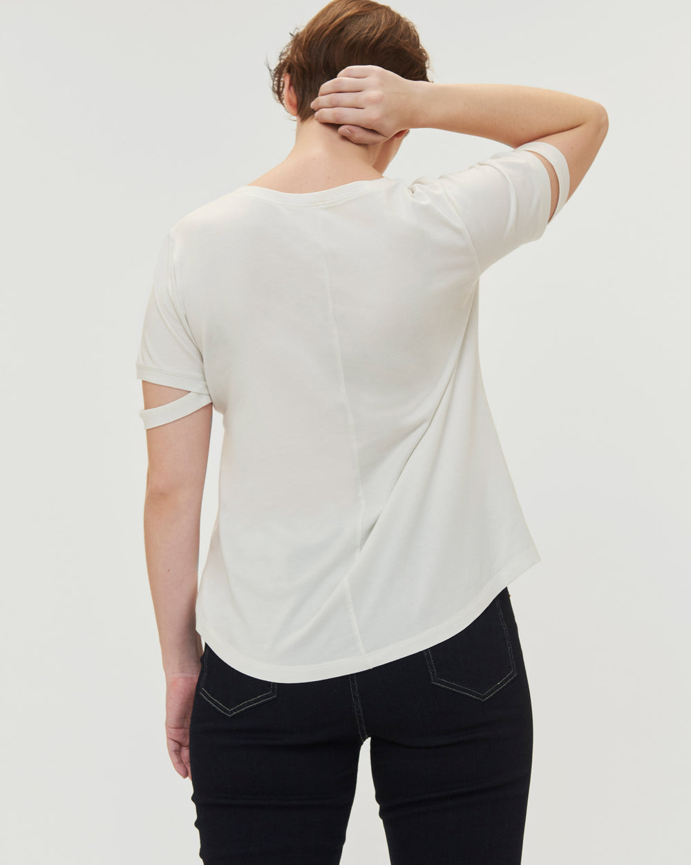 Cutaway Sleeve Tee - White