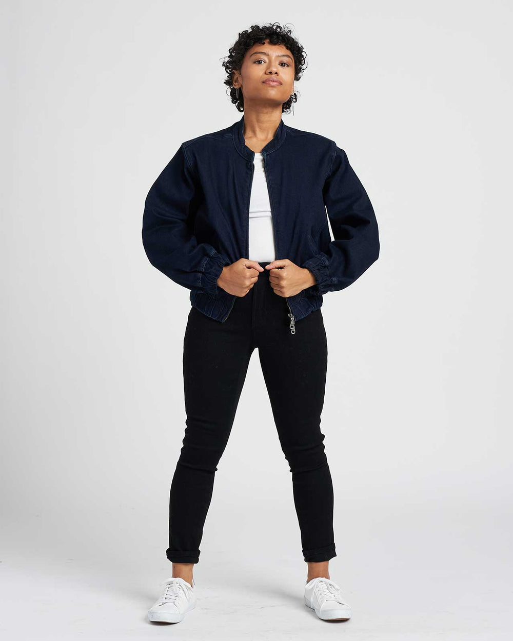 Marilyn Denim Bomber Jacket - Dark Indigo