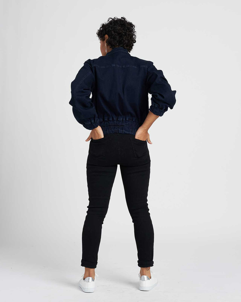 Marilyn Denim Bomber Jacket - Dark Indigo