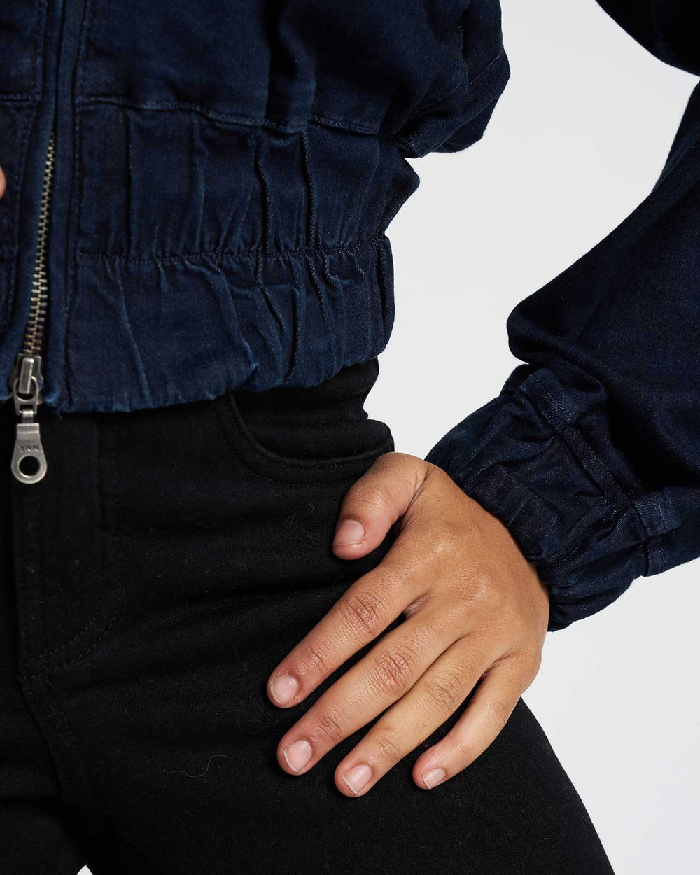 Marilyn Denim Bomber Jacket - Dark Indigo
