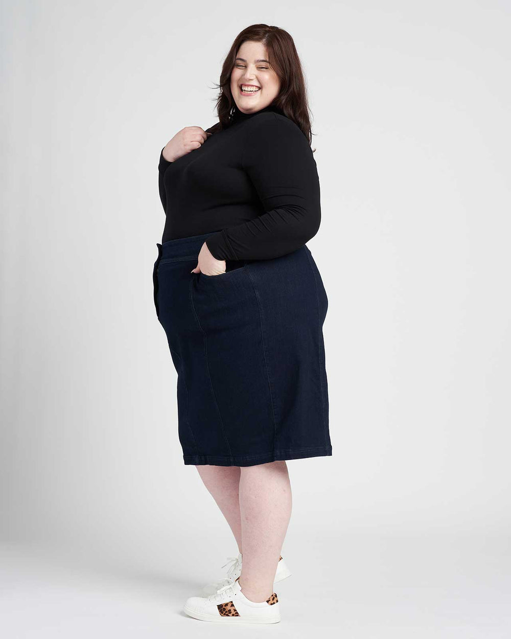 Julia Midi Denim Skirt - Dark Indigo