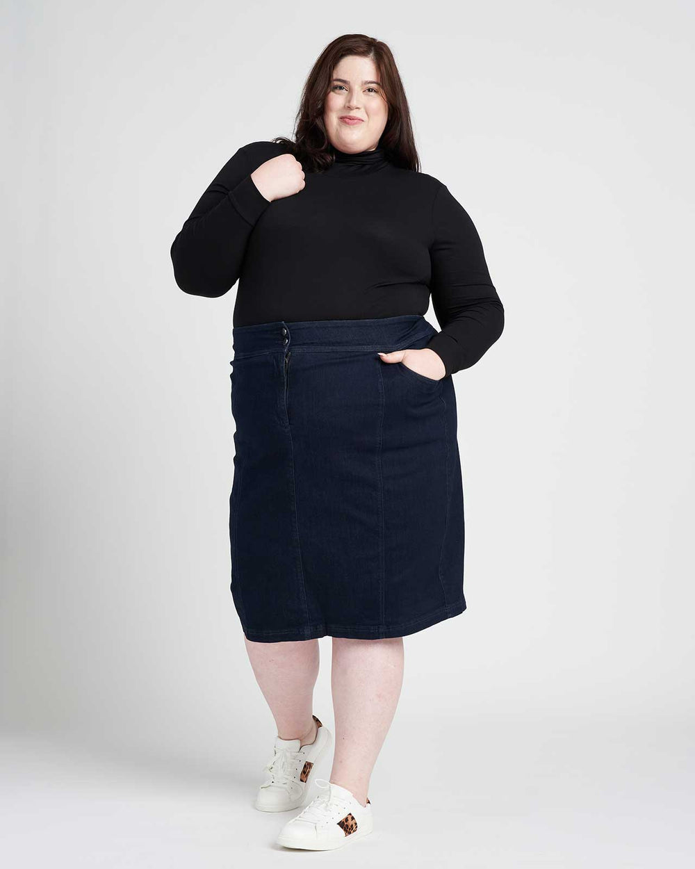 Julia Midi Denim Skirt - Dark Indigo