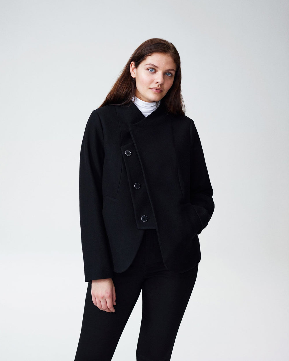 Tambora Short Lapel Coat - Black