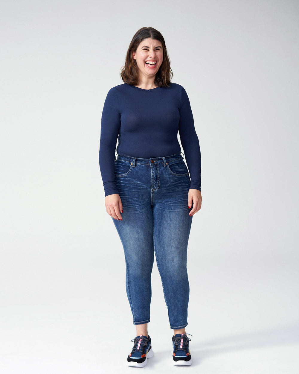 Foundation Long Sleeve Crew Neck Tee - Navy