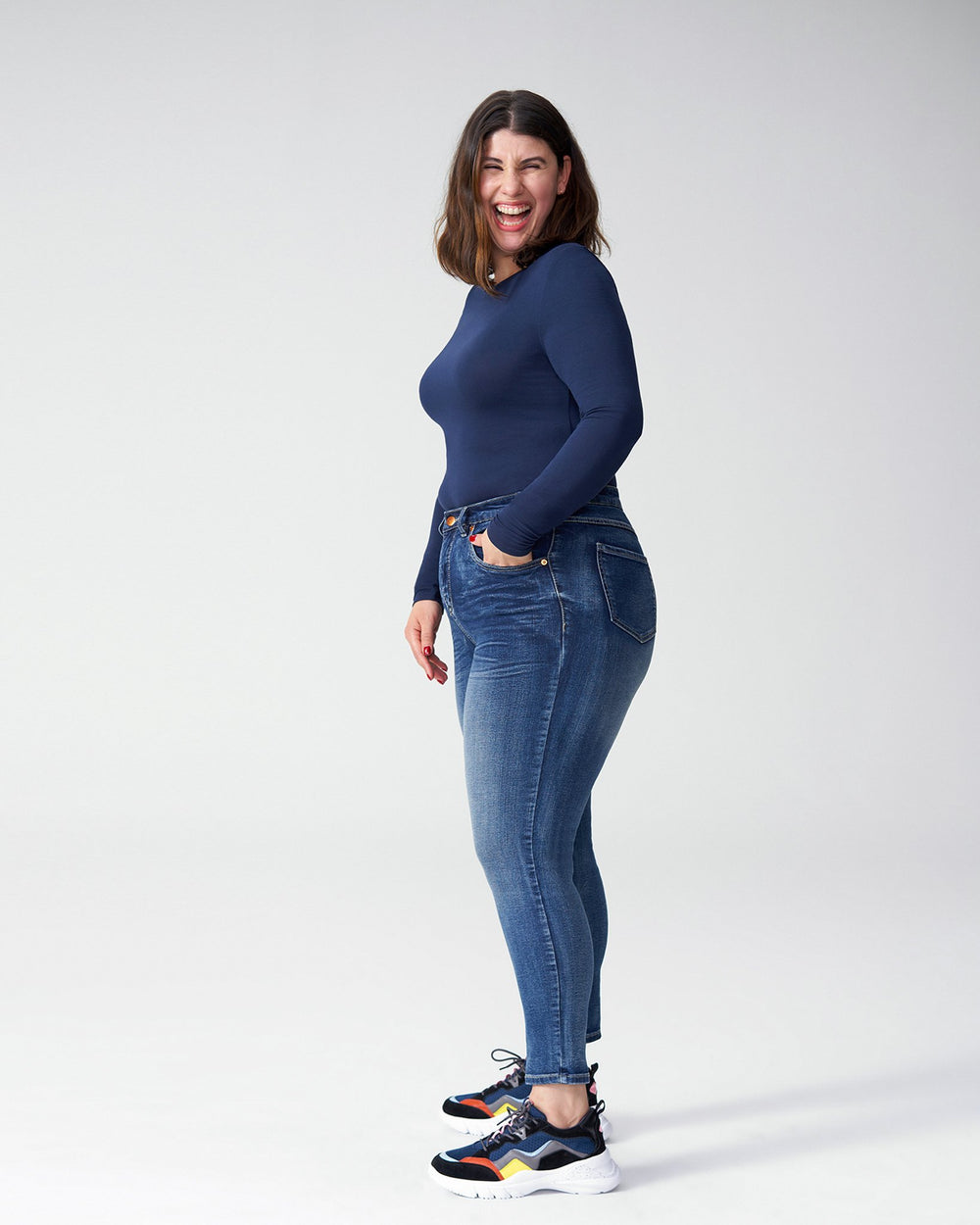 Foundation Long Sleeve Crew Neck Tee - Navy