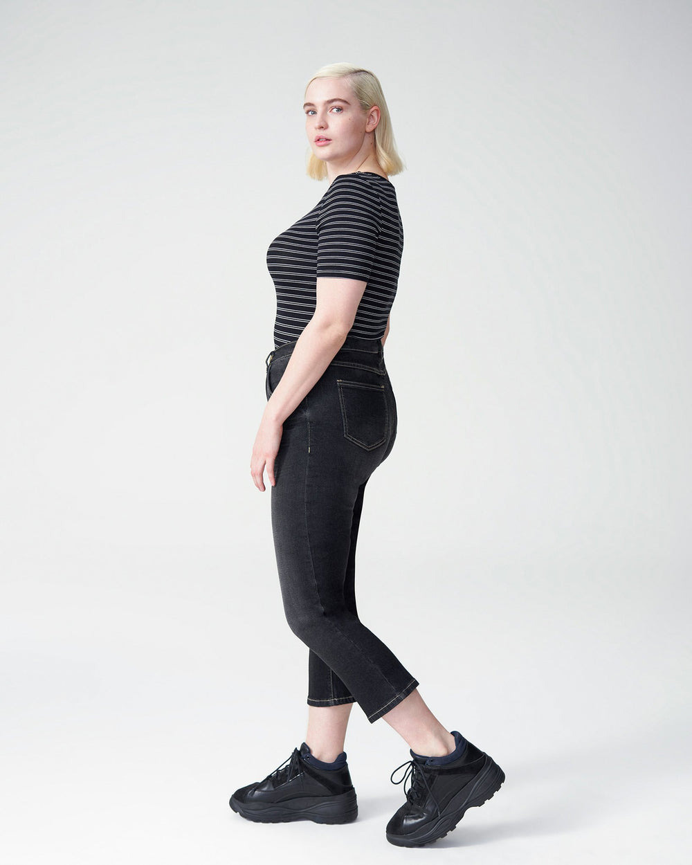 Foundation Short Sleeve Crew Neck Tee - Black/White Stripe