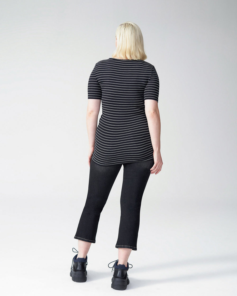 Foundation Short Sleeve Crew Neck Tee - Black/White Stripe