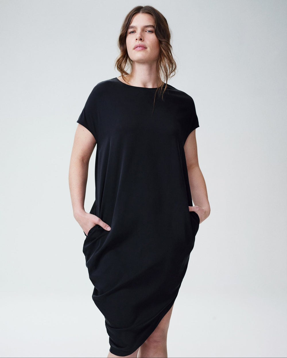 Cupro Geneva Tunic Dress - Black