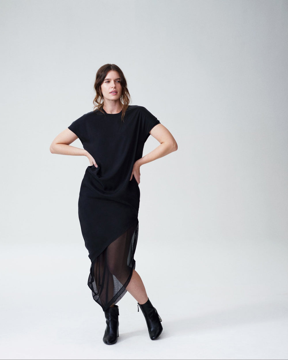 Cupro Geneva Tunic Dress - Black