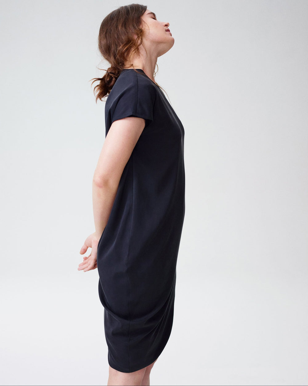 Cupro Geneva Tunic Dress - Black