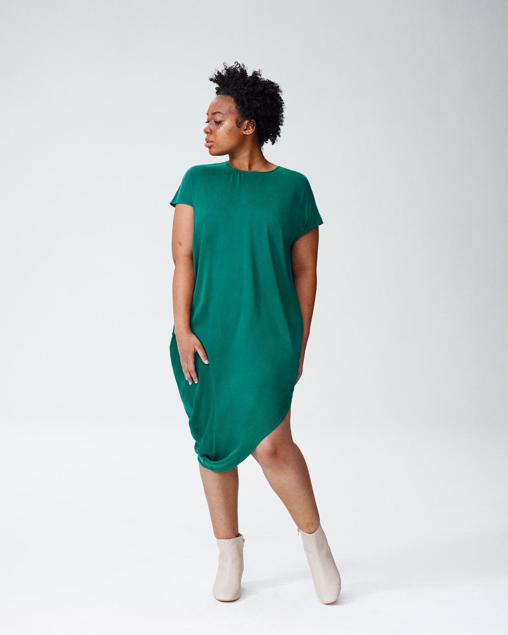 Cupro Geneva Tunic Dress - Kelly Green