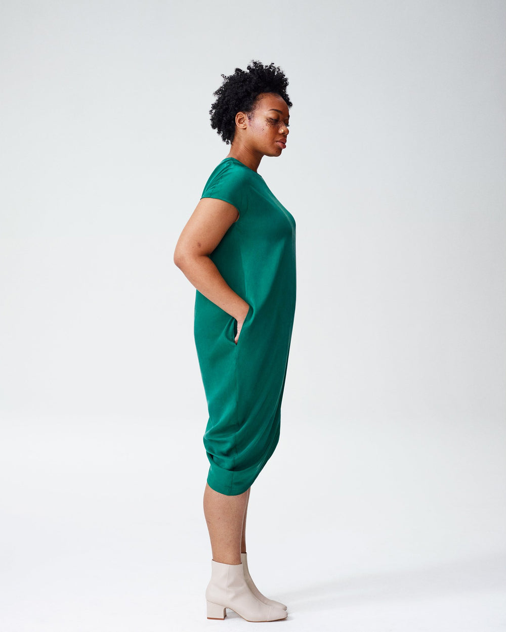 Cupro Geneva Tunic Dress - Kelly Green