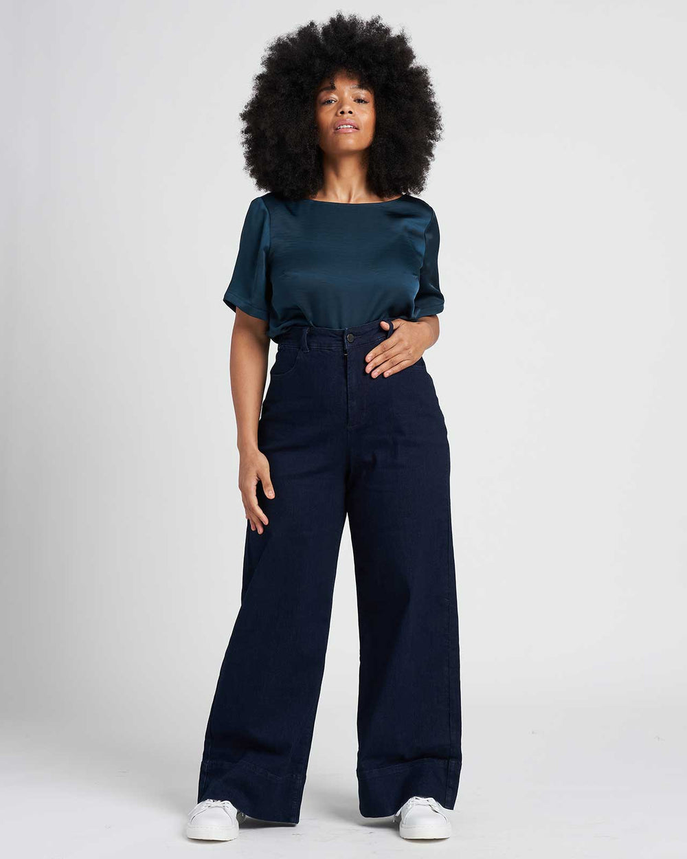Carrie High Rise Wide Leg Jeans - Dark Indigo
