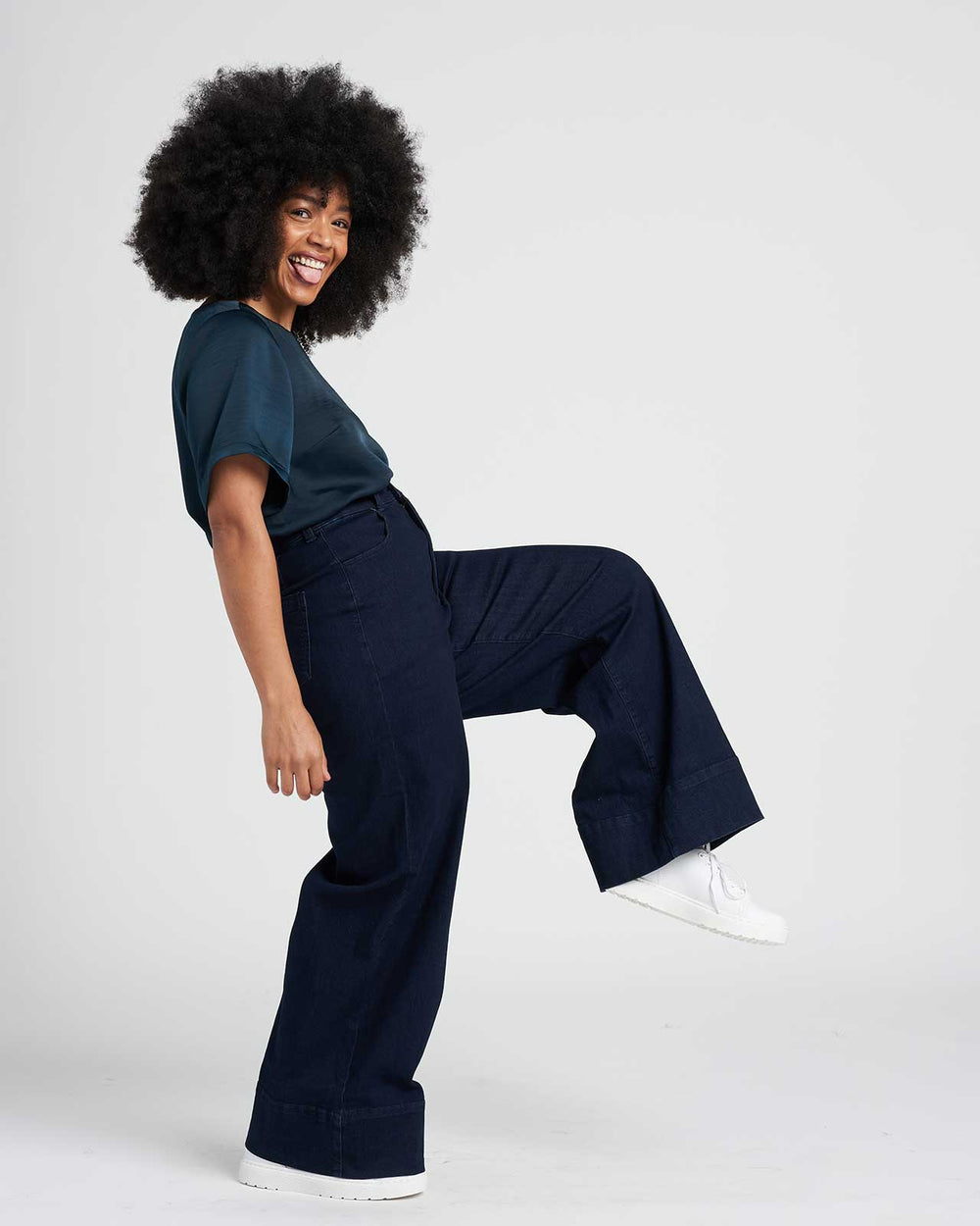 Carrie High Rise Wide Leg Jeans - Dark Indigo