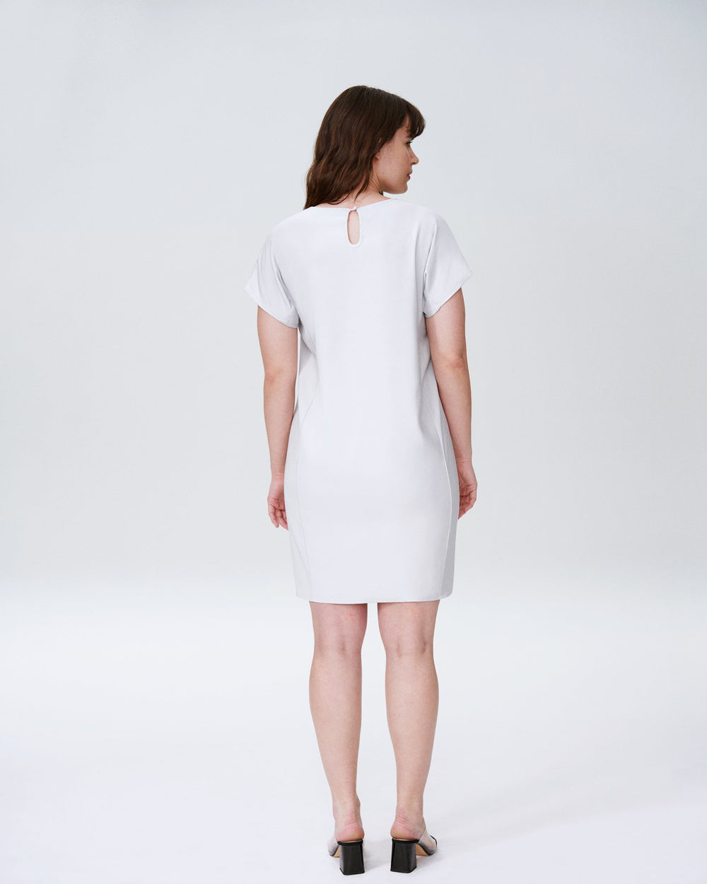 Isabelle Luxe Twill Sheath Dress - Dove Grey