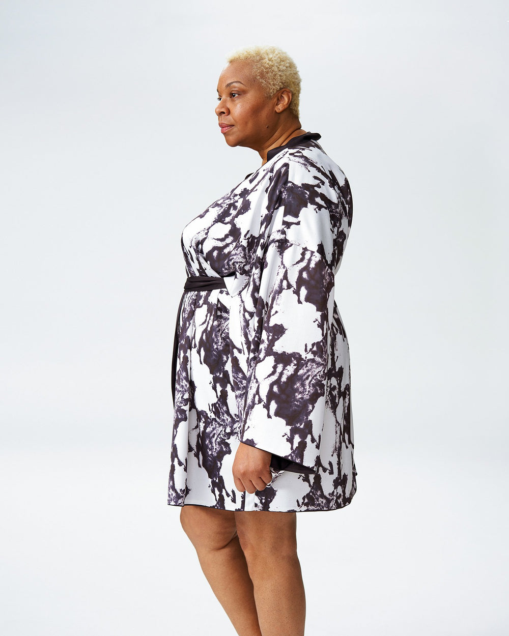 Presley Short Robe - Navy/Marble