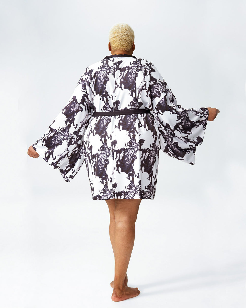 Presley Short Robe - Navy/Marble