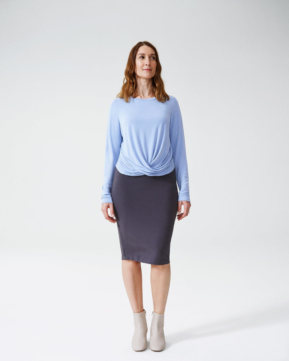 Este Long Sleeve Knot Tee - Periwinkle