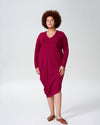 Long Sleeve V-Neck Geneva Dress - Berry