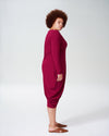 Long Sleeve V-Neck Geneva Dress - Berry