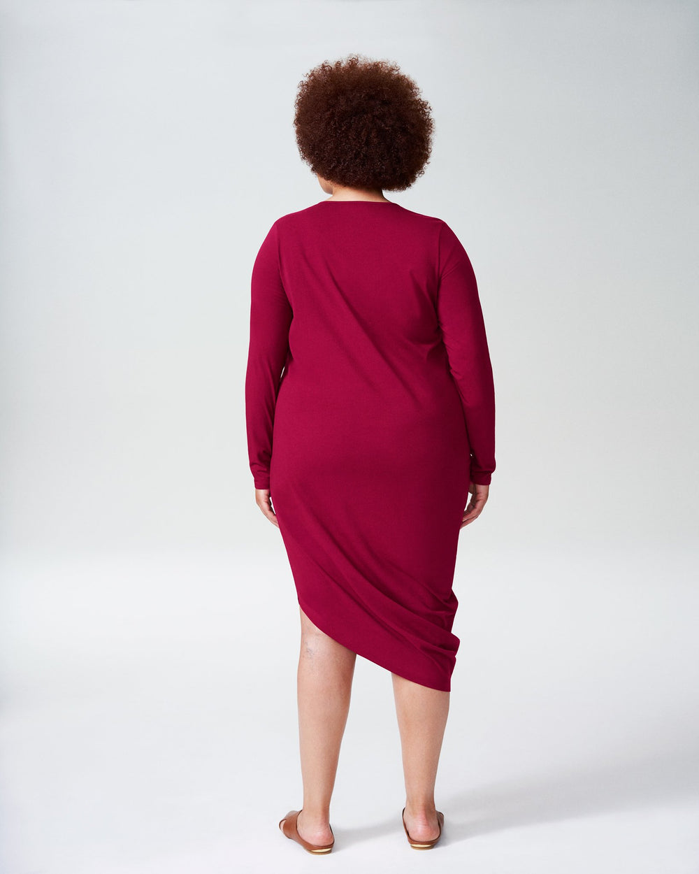 Long Sleeve V-Neck Geneva Dress - Berry