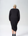 Long Sleeve V-Neck Geneva Dress - Black