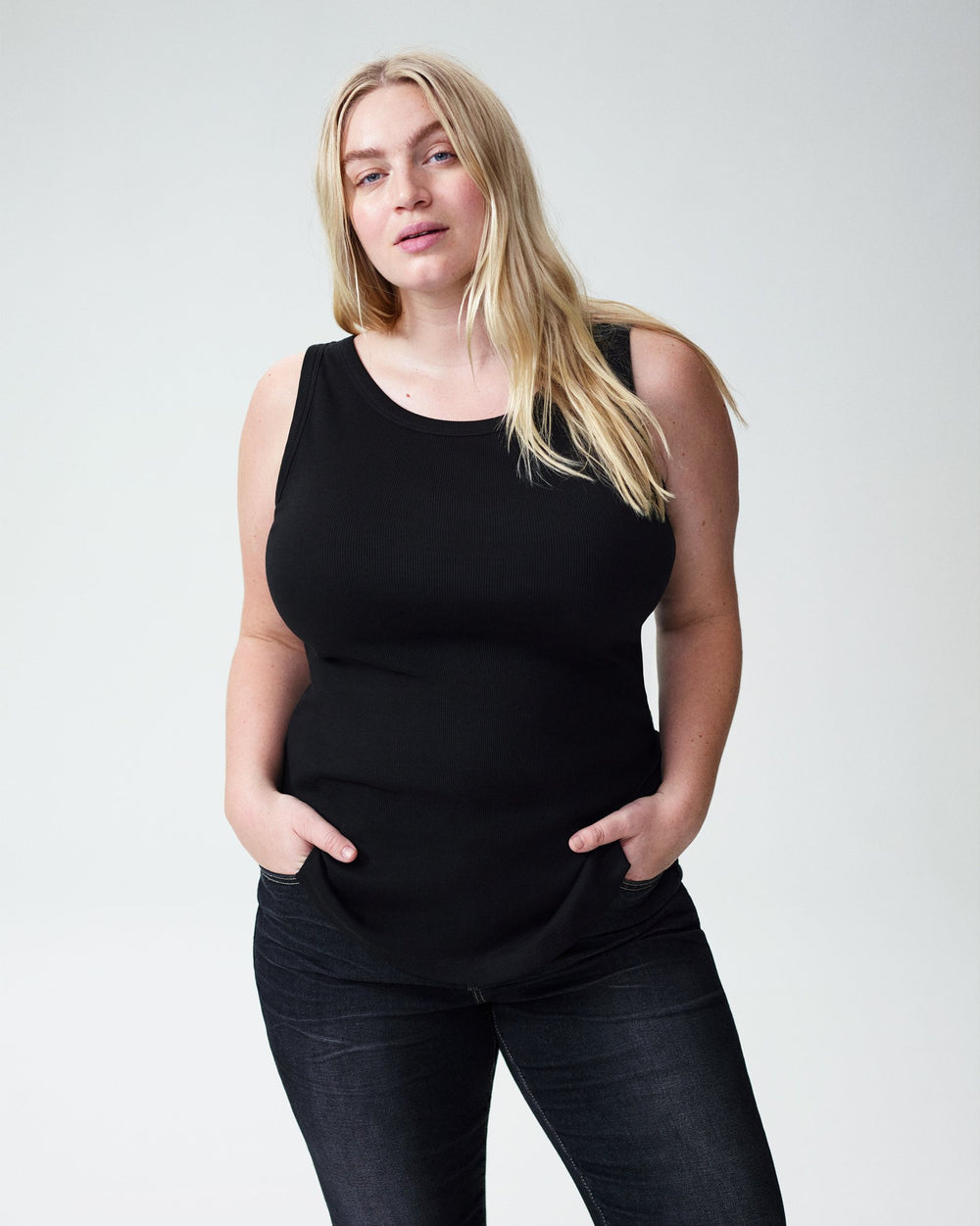 Loire Ribbed Tank - Black