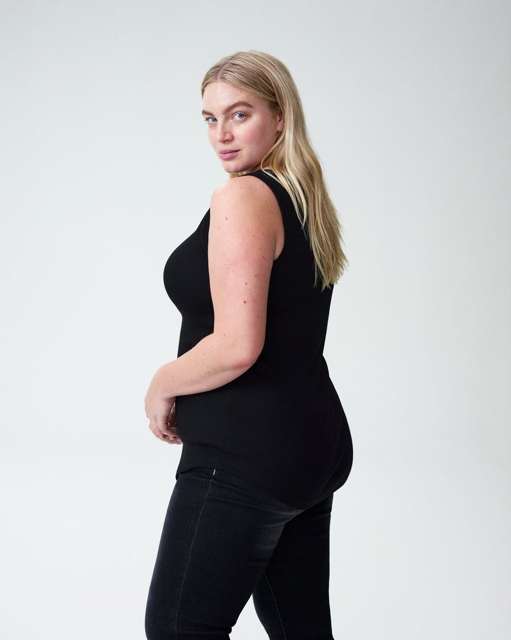 Loire Ribbed Tank - Black