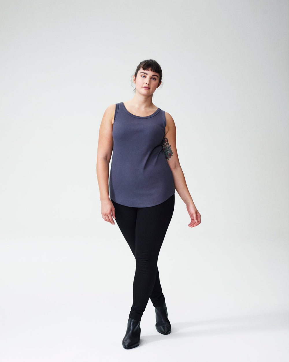 Loire Ribbed Tank - Slate