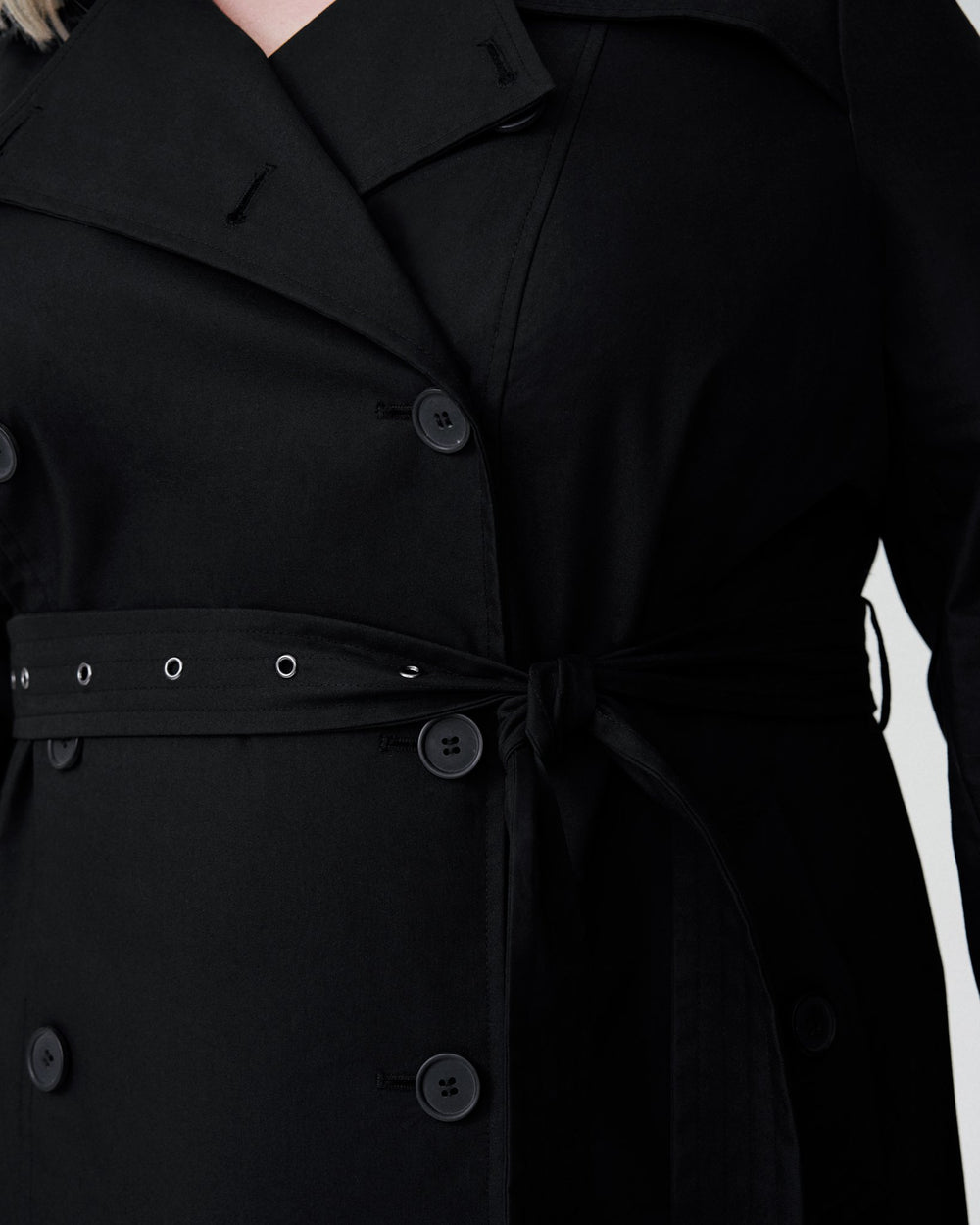 Tirsa Long Trench Coat - Black