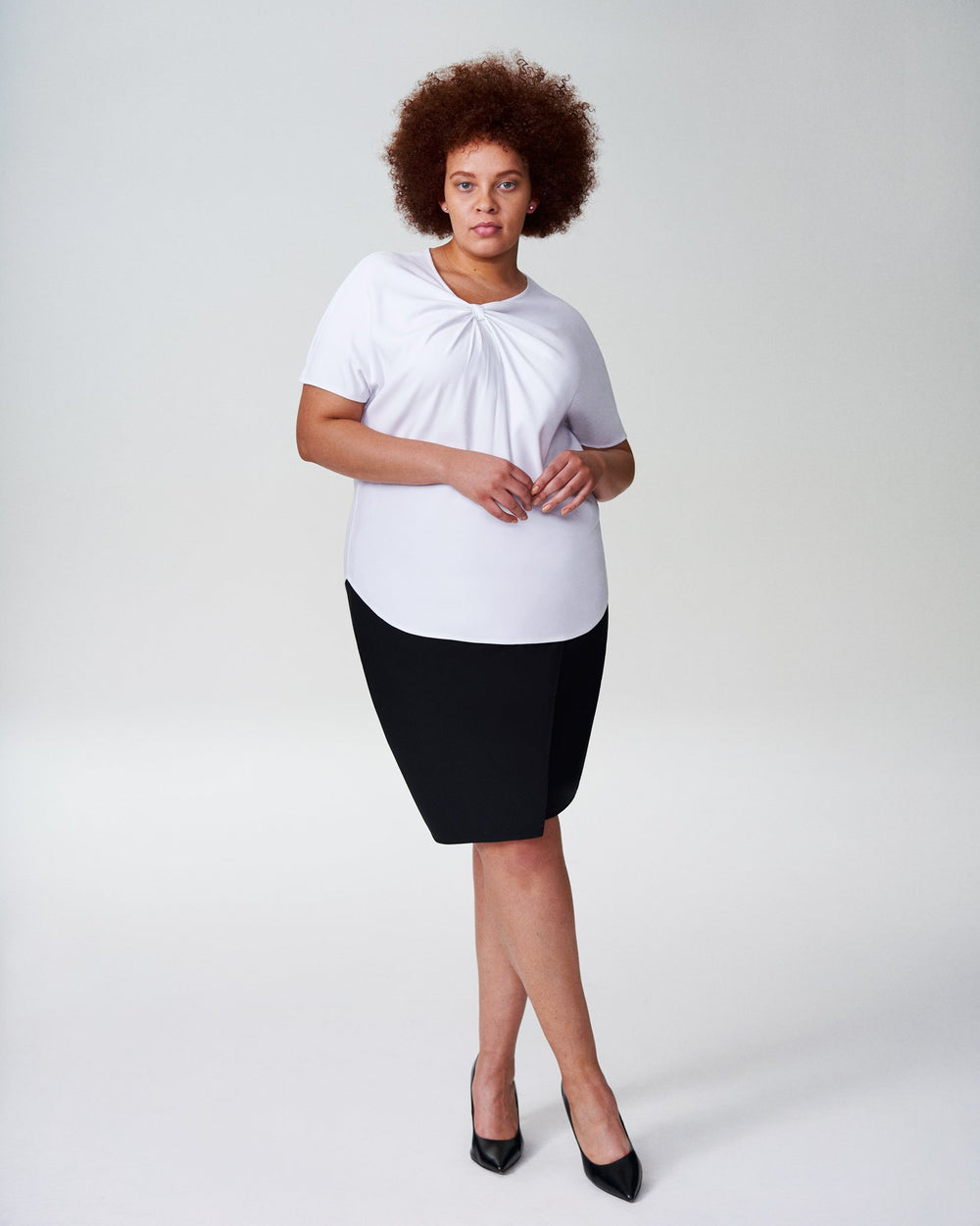 Mackaya Luxe Twill Knot Top - White