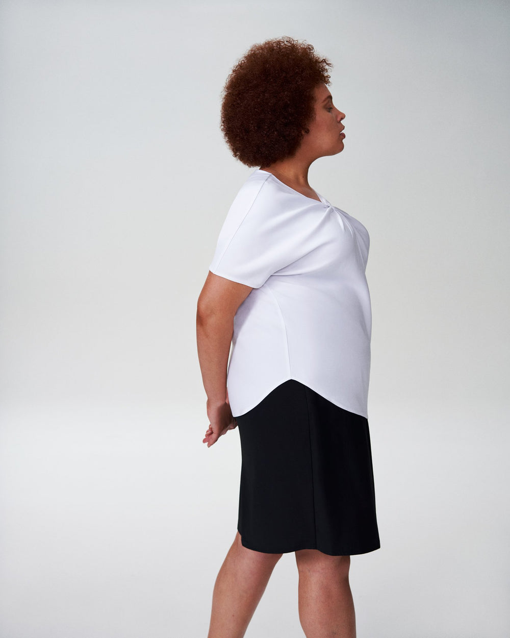 Mackaya Luxe Twill Knot Top - White