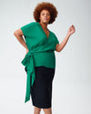 Marano Cupro Wrap Top - Kelly Green