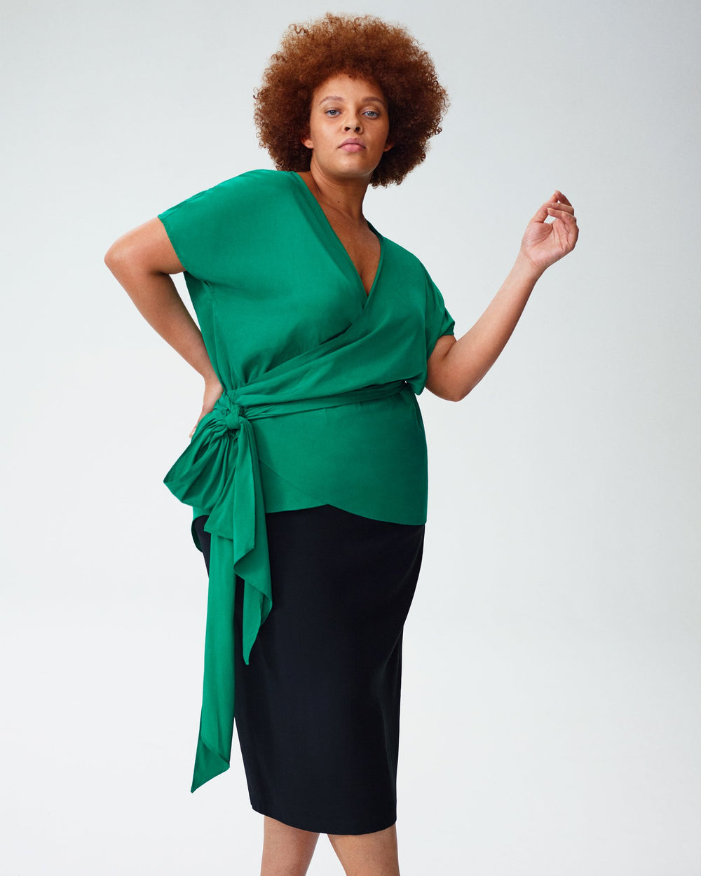 Marano Cupro Wrap Top - Kelly Green