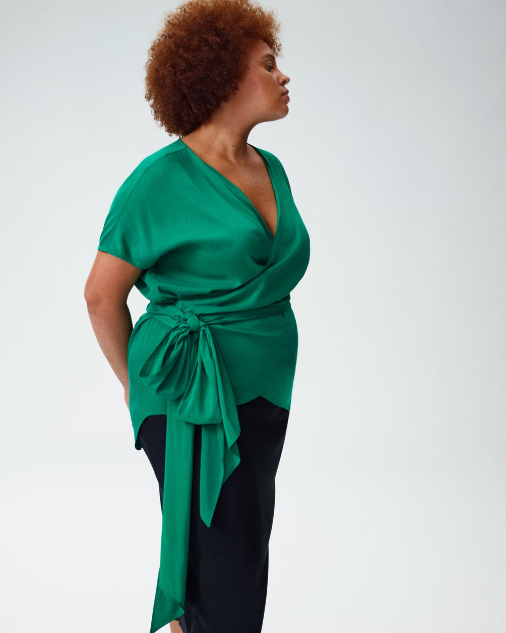 Marano Cupro Wrap Top - Kelly Green