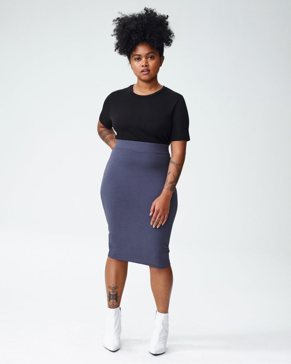 Petite Danube Heavyweight Jersey Skirt - Slate