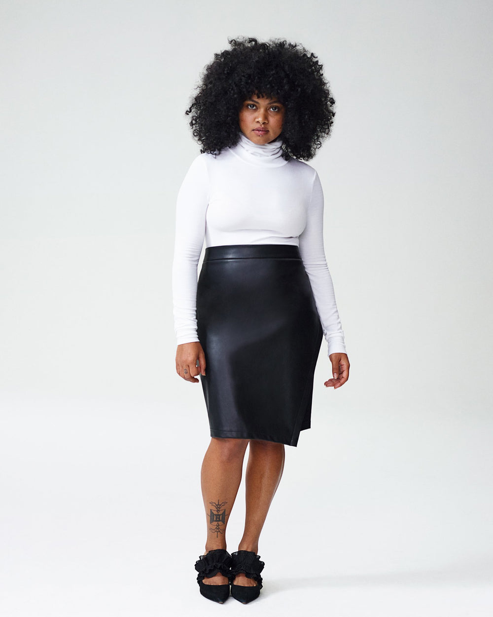 Petite Mosman Leatherette Skirt - Black