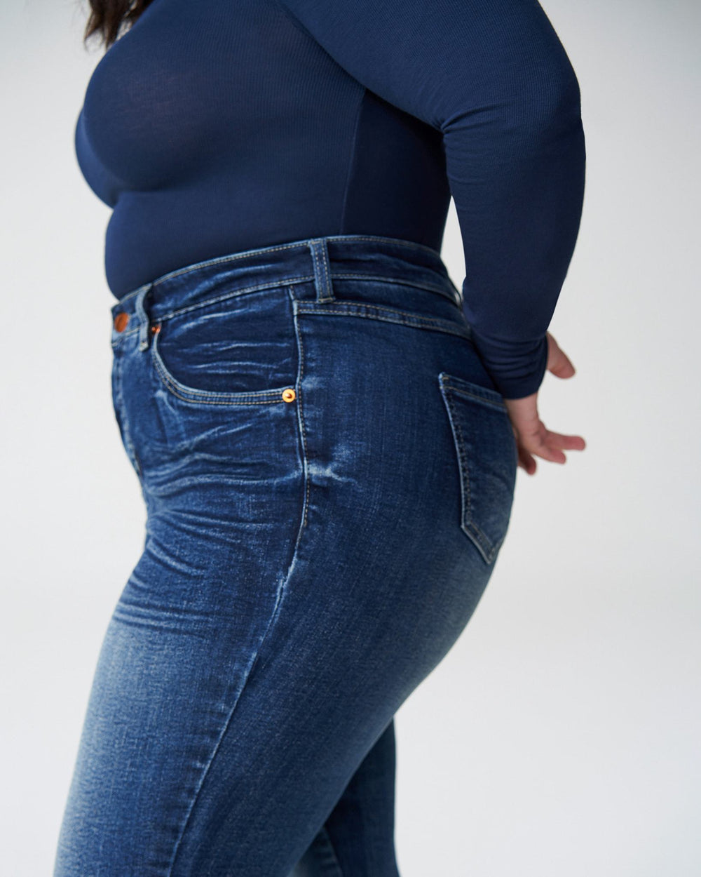 Seine High Rise Skinny Jeans Petite - Distressed Blue